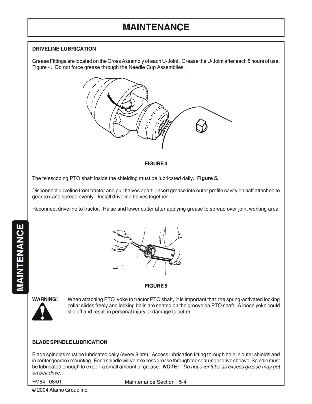 Servis-Rhino FM84 manual Driveline Lubrication, Blade Spindle Lubrication 