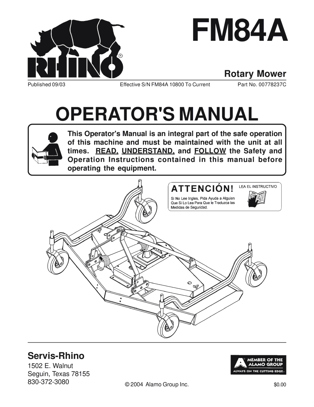 Servis-Rhino FM84A manual 