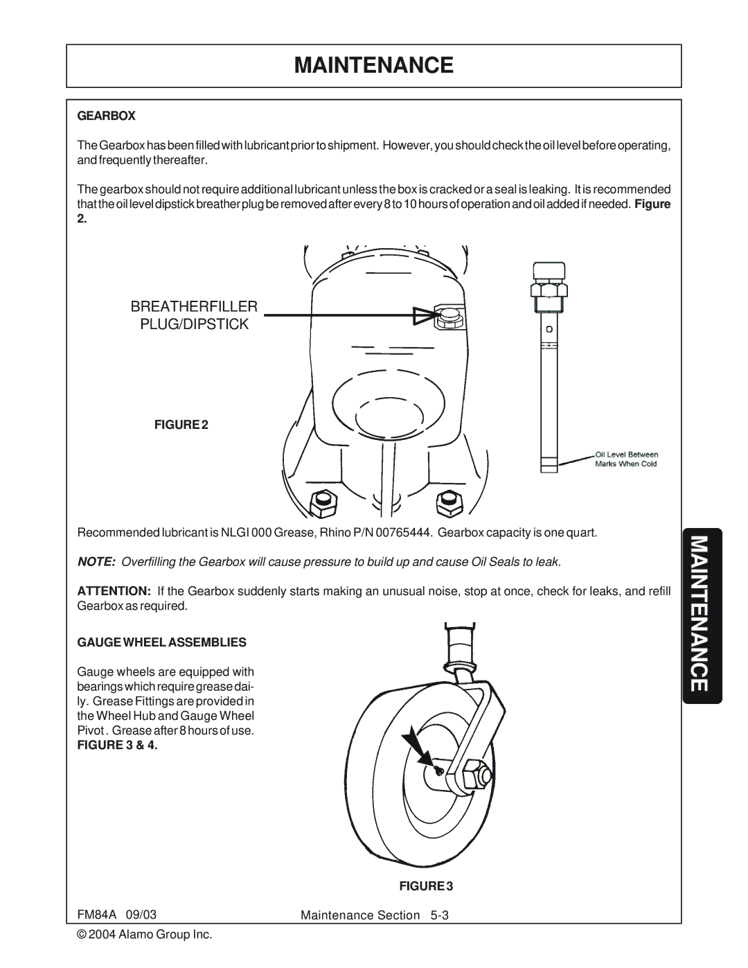 Servis-Rhino FM84A manual Gearbox, Gauge Wheel Assemblies 