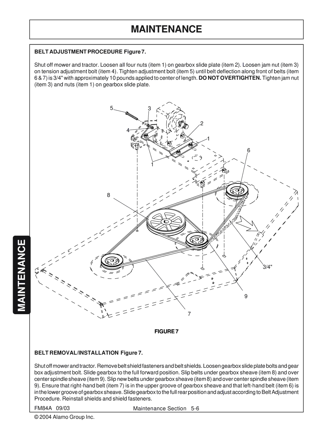 Servis-Rhino FM84A manual Belt Adjustment Procedure Figure 