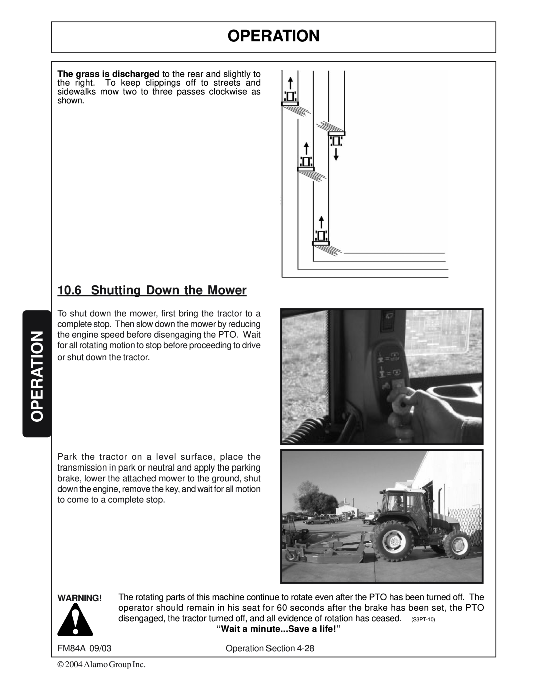 Servis-Rhino FM84A manual Operation, Shutting Down the Mower 