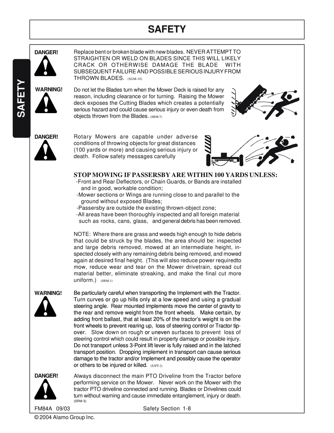Servis-Rhino manual Safety, FM84A 09/03 