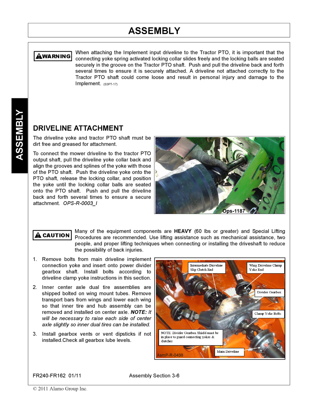 Servis-Rhino FR240, FR162 manual Driveline Attachment 