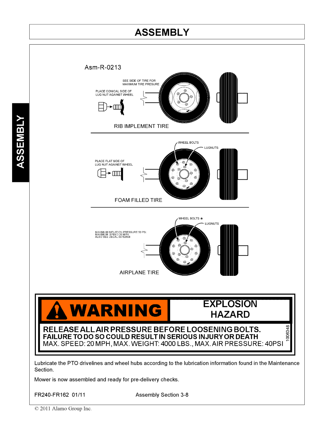 Servis-Rhino FR240, FR162 manual Assembly 