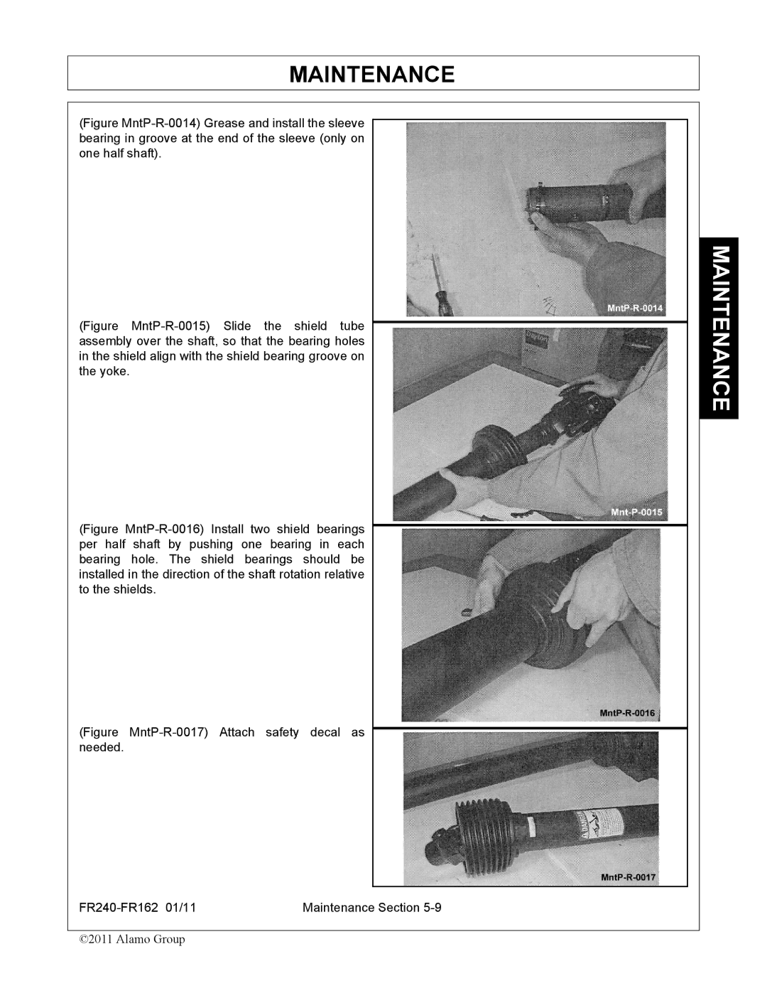 Servis-Rhino FR162, FR240 manual Maintenance 