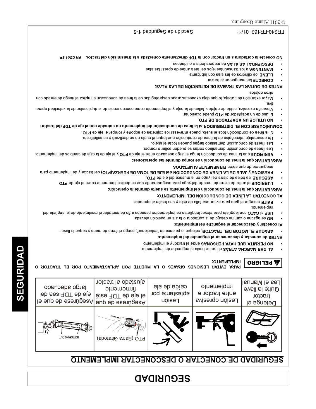 Servis-Rhino FR240 Implemento Desconectar O Conectar DE Seguridad, Alas LAS DE Retención DE Trabas LAS Quitar DE Antes 