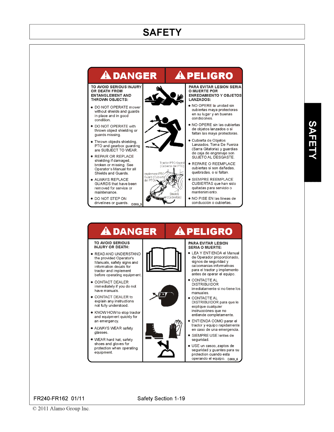 Servis-Rhino FR162, FR240 manual Safety 