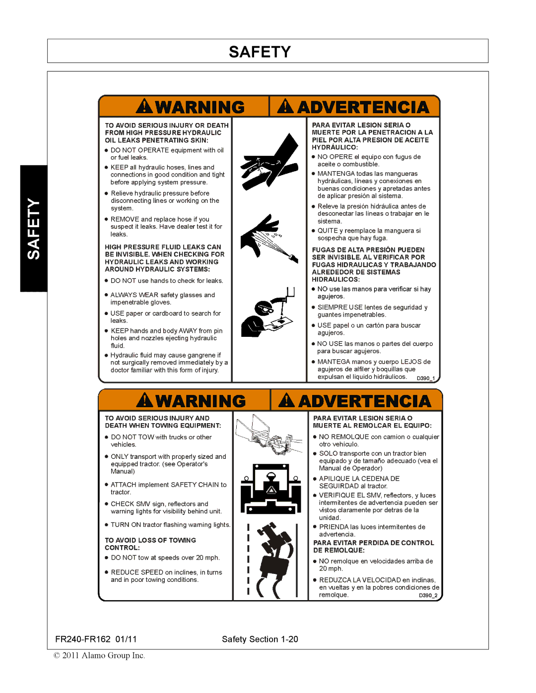 Servis-Rhino FR240, FR162 manual Safety 