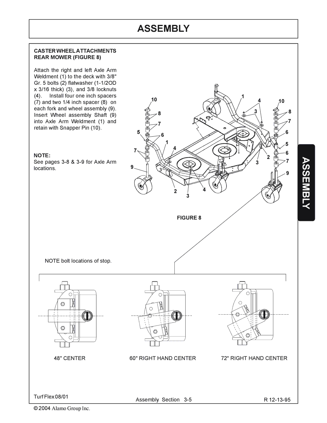 Servis-Rhino P/N 00763618C manual Caster Wheel Attachments Rear Mower Figure 