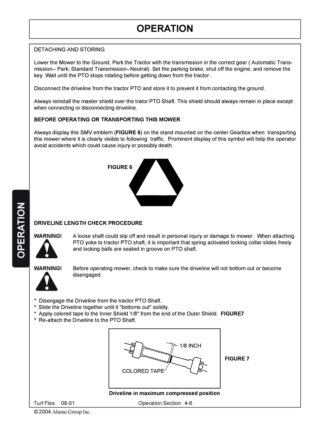 Servis-Rhino P/N 00763618C manual Before Operating or Transporting this Mower, Driveline Length Check Procedure 