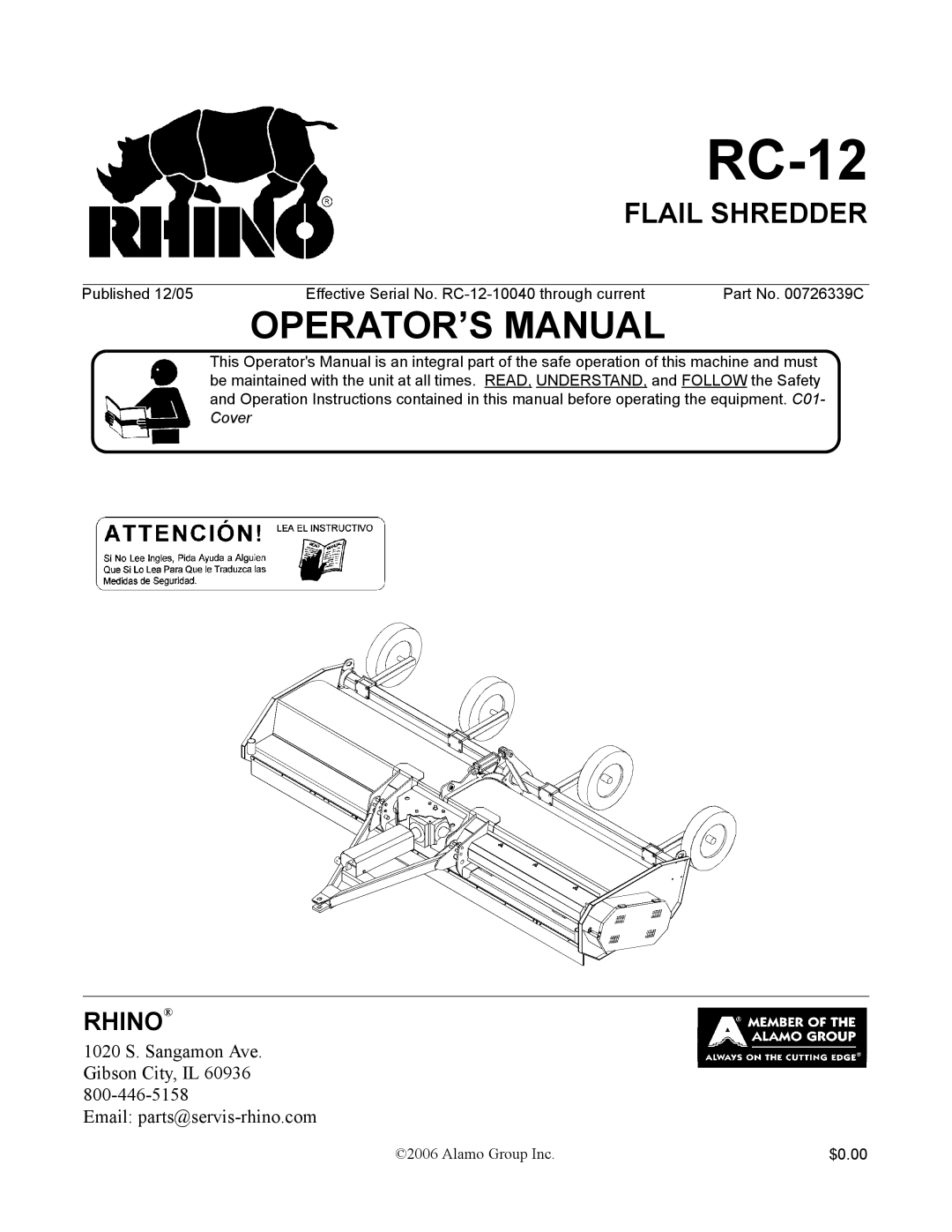 Servis-Rhino RC-12 manual 