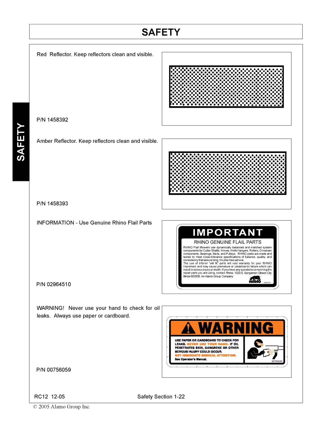 Servis-Rhino RC-12 manual Safety 