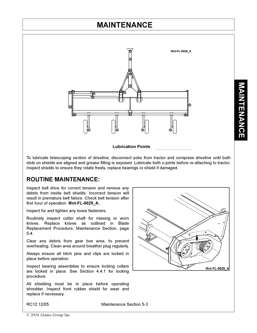 Servis-Rhino RC-12 manual Routine Maintenance 