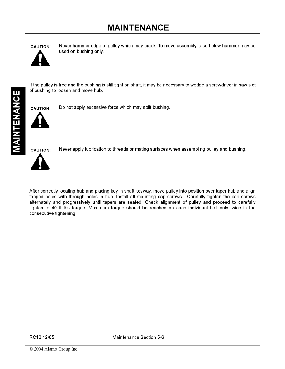 Servis-Rhino RC-12 manual Maintenance 