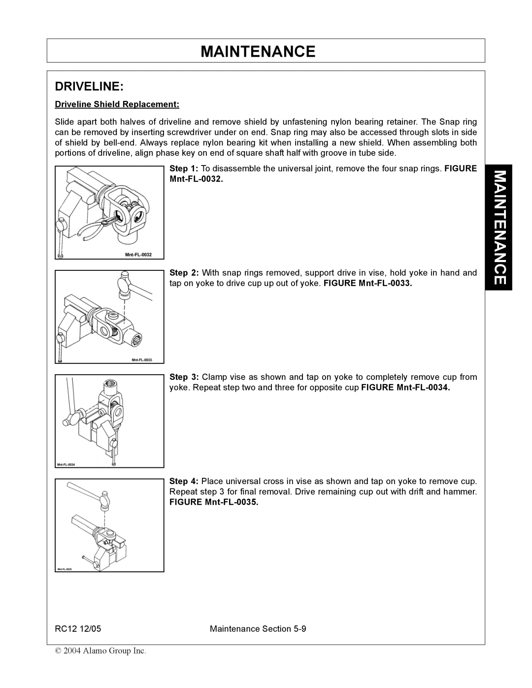 Servis-Rhino RC-12 manual Driveline Shield Replacement, Mnt-FL-0032 