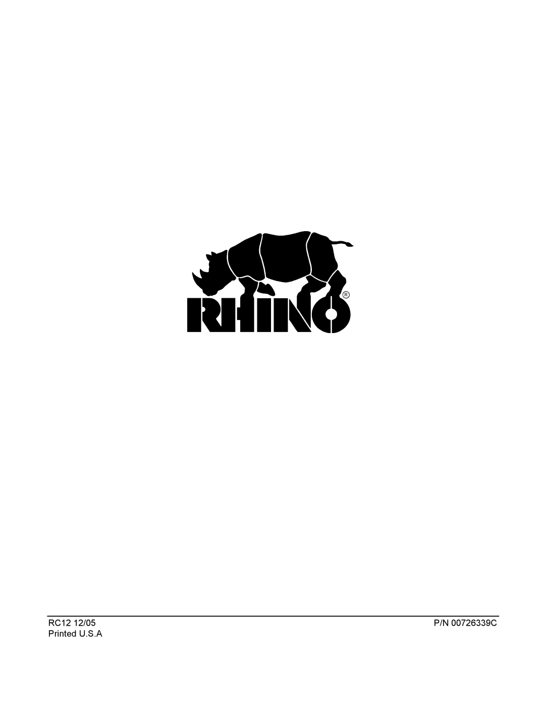 Servis-Rhino RC-12 manual RC12 12/05 00726339C Printed U.S.A 