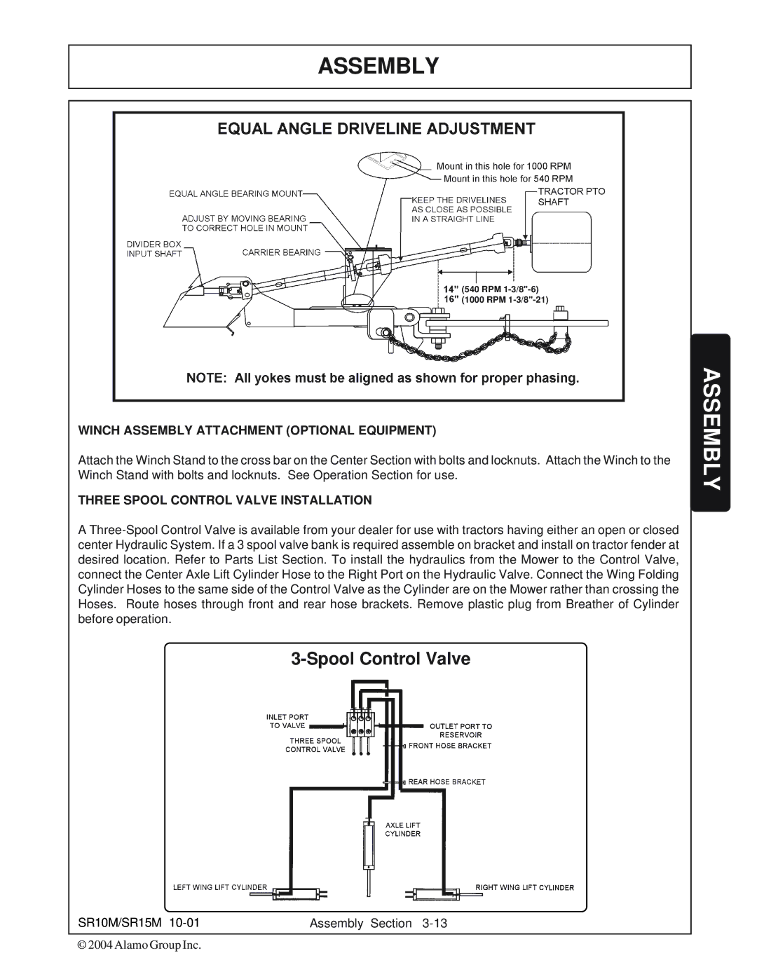 Servis-Rhino SR15M, SR10M manual Spool Control Valve, Winch Assembly Attachment Optional Equipment 