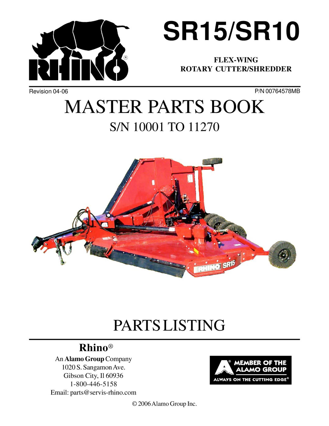 Servis-Rhino Flex-Wing Rotary Cutter/Shredder manual SR15/SR10 