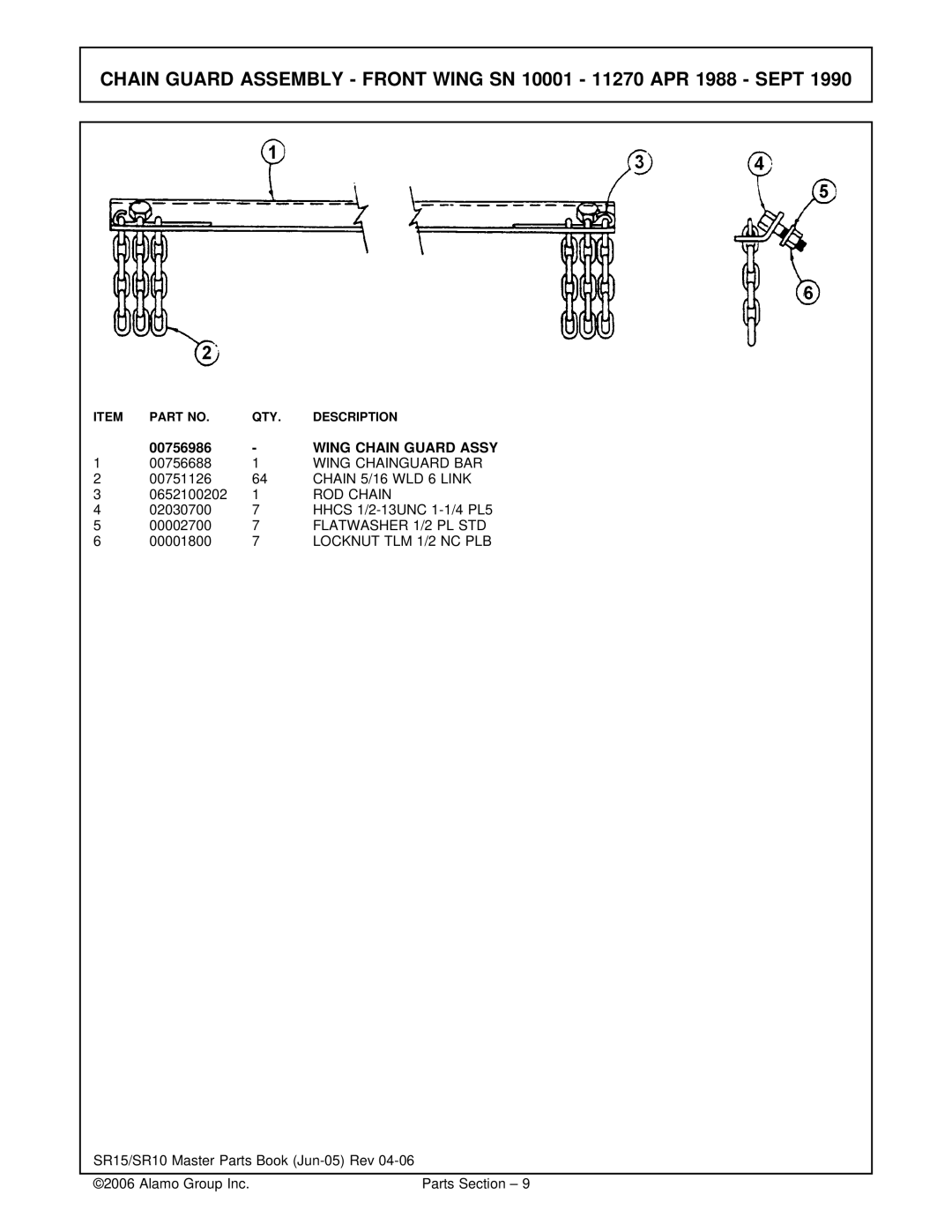 Servis-Rhino Flex-Wing Rotary Cutter/Shredder Wing Chain Guard Assy, Wing Chainguard BAR, Chain 5/16 WLD 6 Link, ROD Chain 