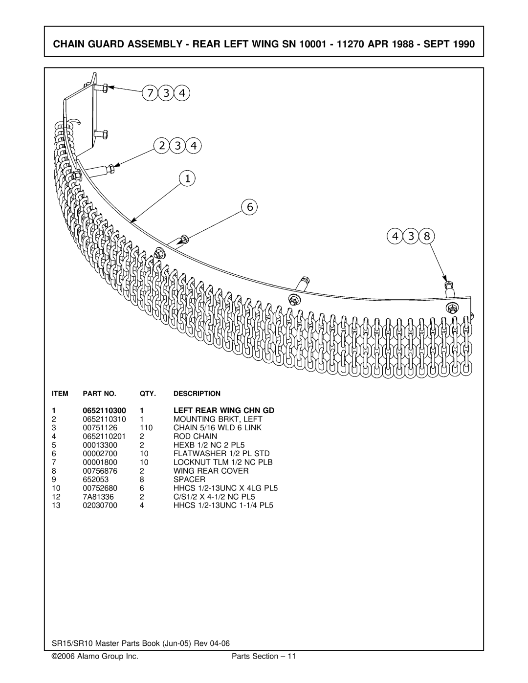 Servis-Rhino Flex-Wing Rotary Cutter/Shredder manual Left Rear Wing CHN GD, Mounting BRKT, Left, Wing Rear Cover, Spacer 