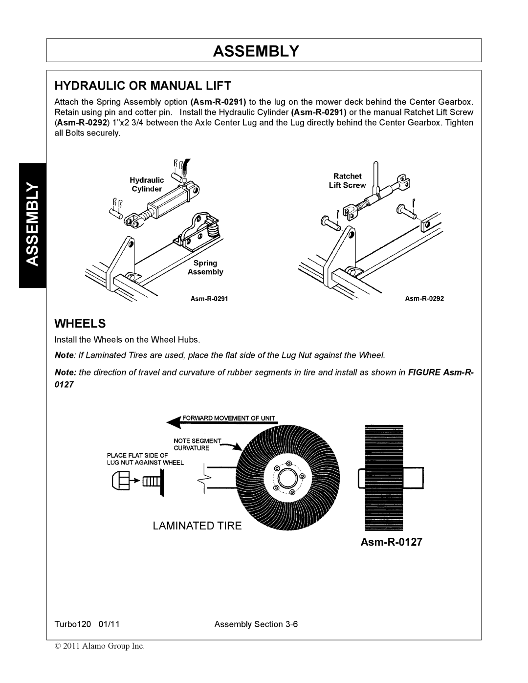 Servis-Rhino TURBO120 manual Hydraulic or Manual Lift, Wheels 