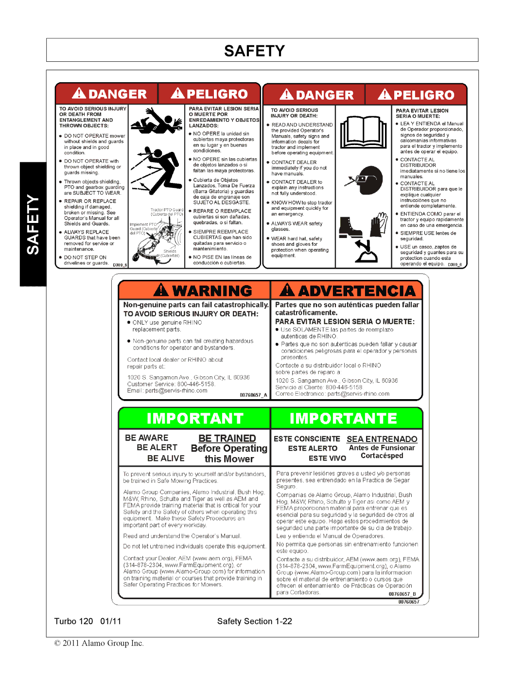 Servis-Rhino TURBO120 manual Safety 