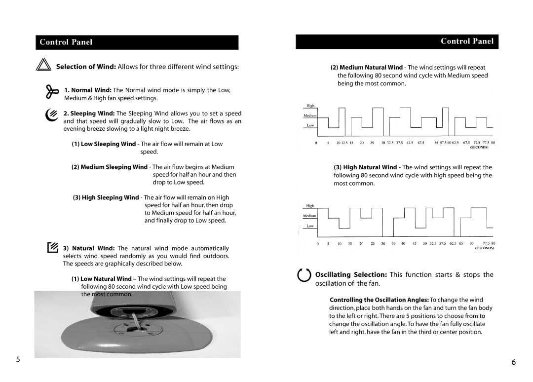 Seville Classics 10187 instruction manual Selection of Wind Allows for three different wind settings 