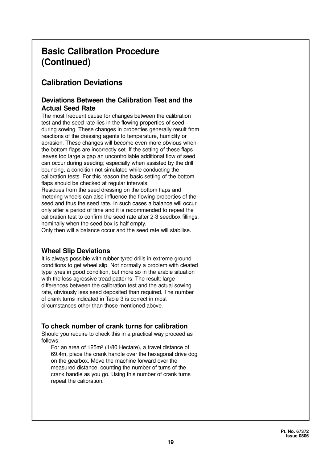 Seymour Duncan 67372 owner manual Calibration Deviations, Deviations Between the Calibration Test Actual Seed Rate 