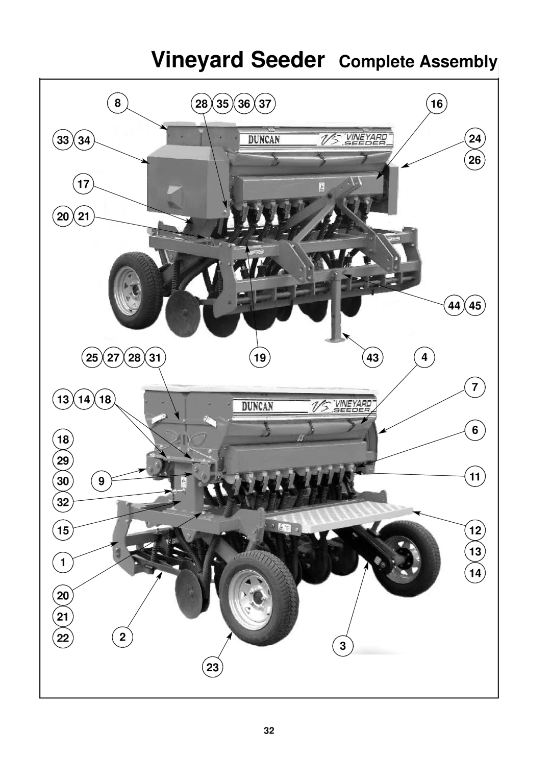 Seymour Duncan 67372 owner manual Vineyard Seeder Complete Assembly, 25 27 28 13 14 