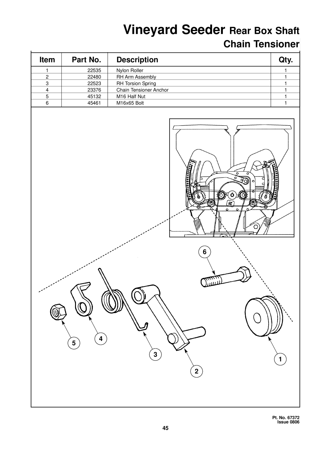 Seymour Duncan 67372 owner manual Vineyard Seeder Rear Box Shaft 