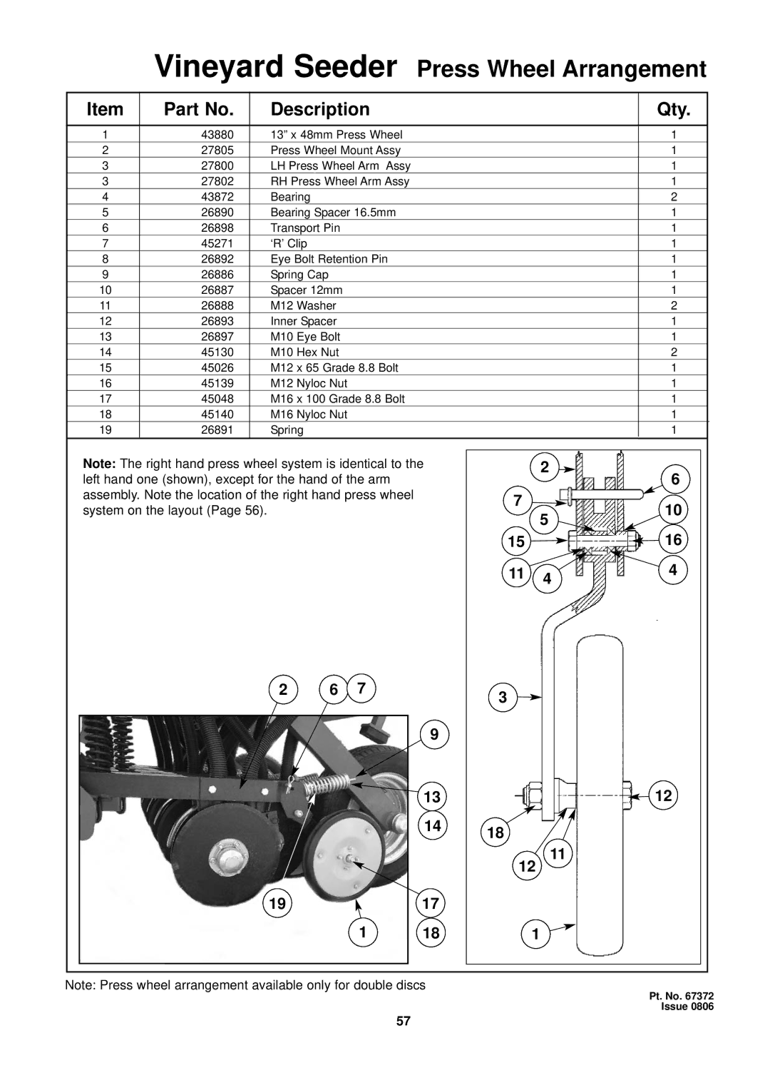 Seymour Duncan 67372 owner manual Vineyard Seeder Press Wheel Arrangement 