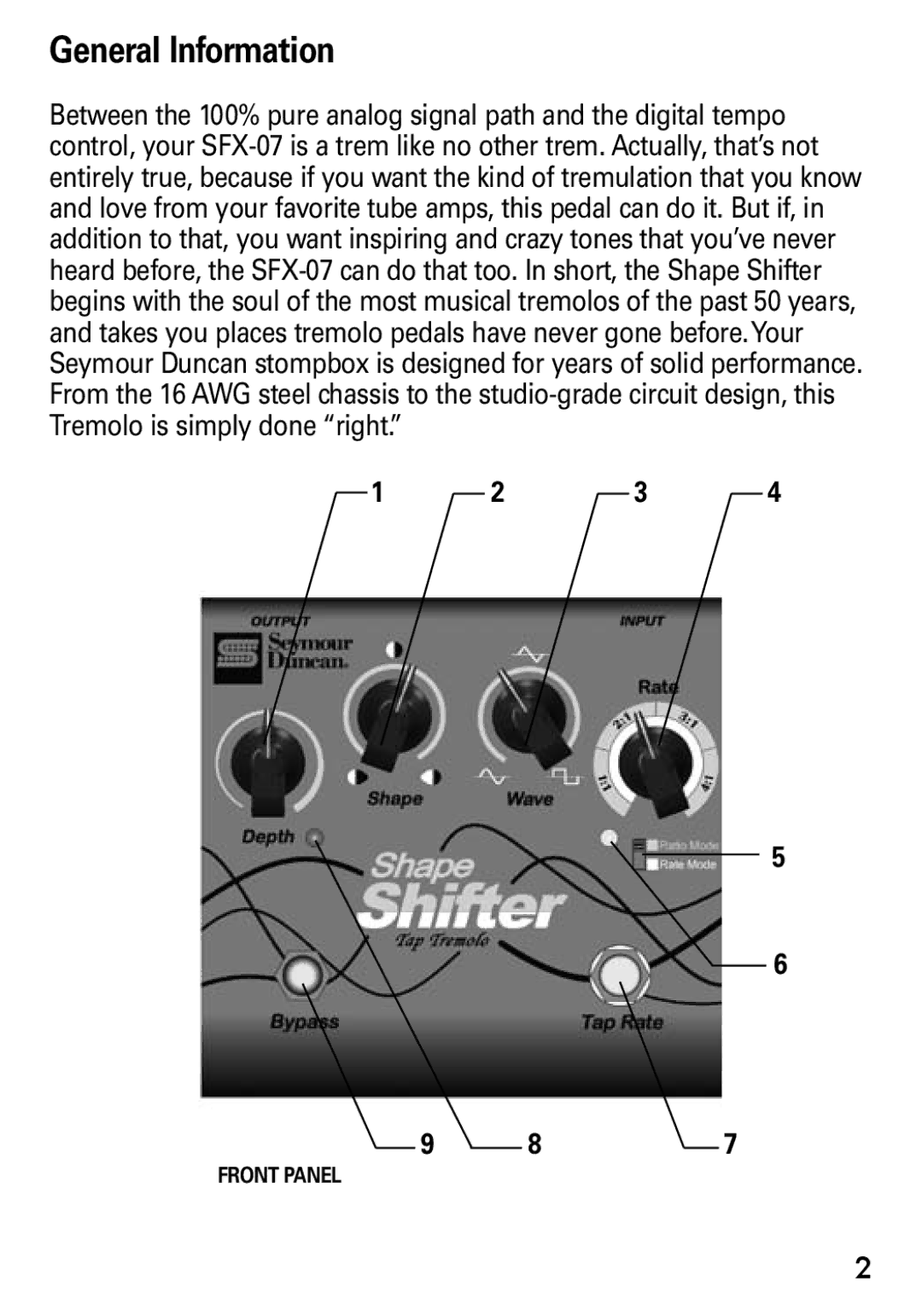 Seymour Duncan SFX-07 manual General Information 