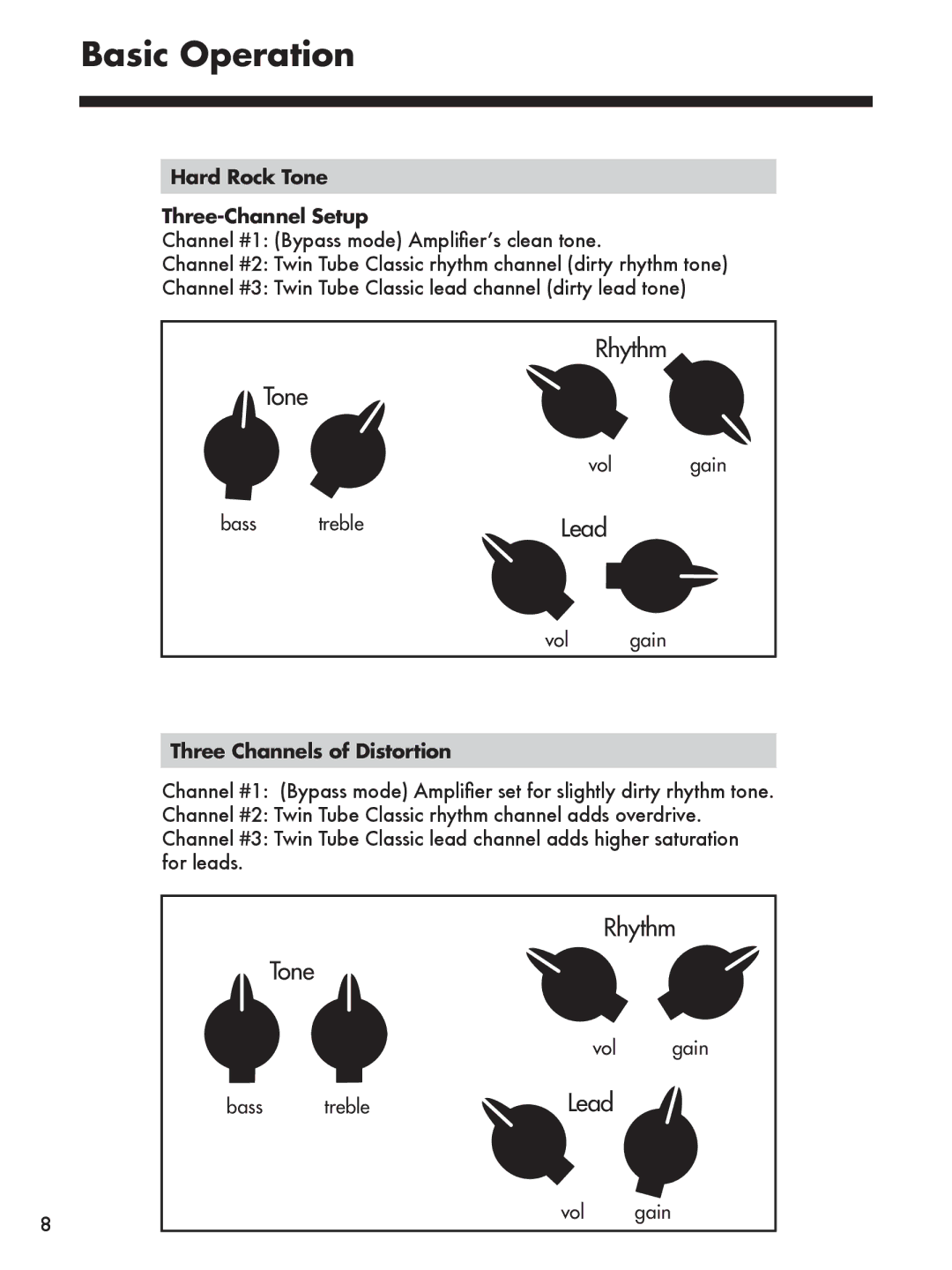 Seymour Duncan Twin Tube Classic, SFX-03 manual Hard Rock Tone Three-Channel Setup, Three Channels of Distortion 