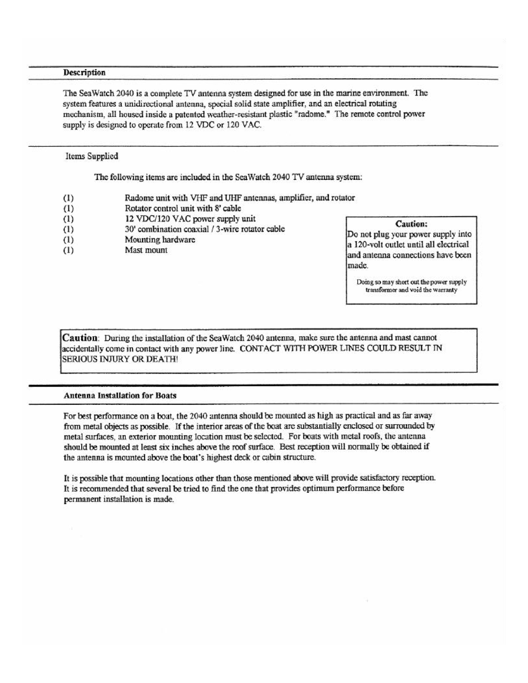 Shakespeare Electronic 2040 manual 