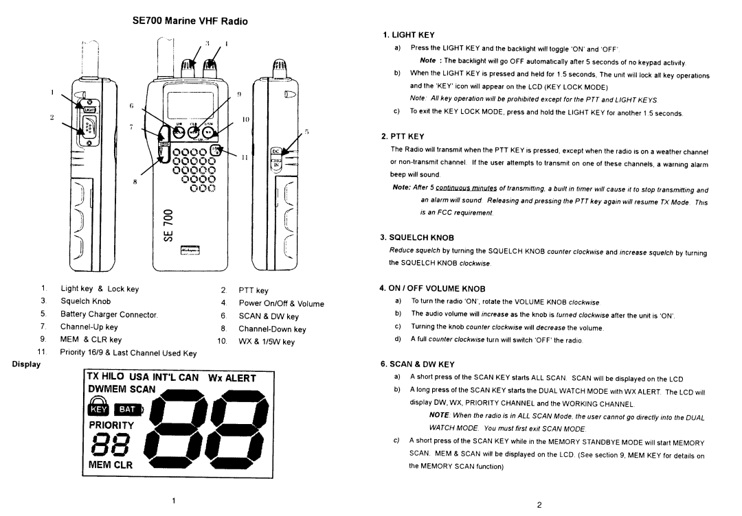 Shakespeare Electronic Model SE 700 manual 