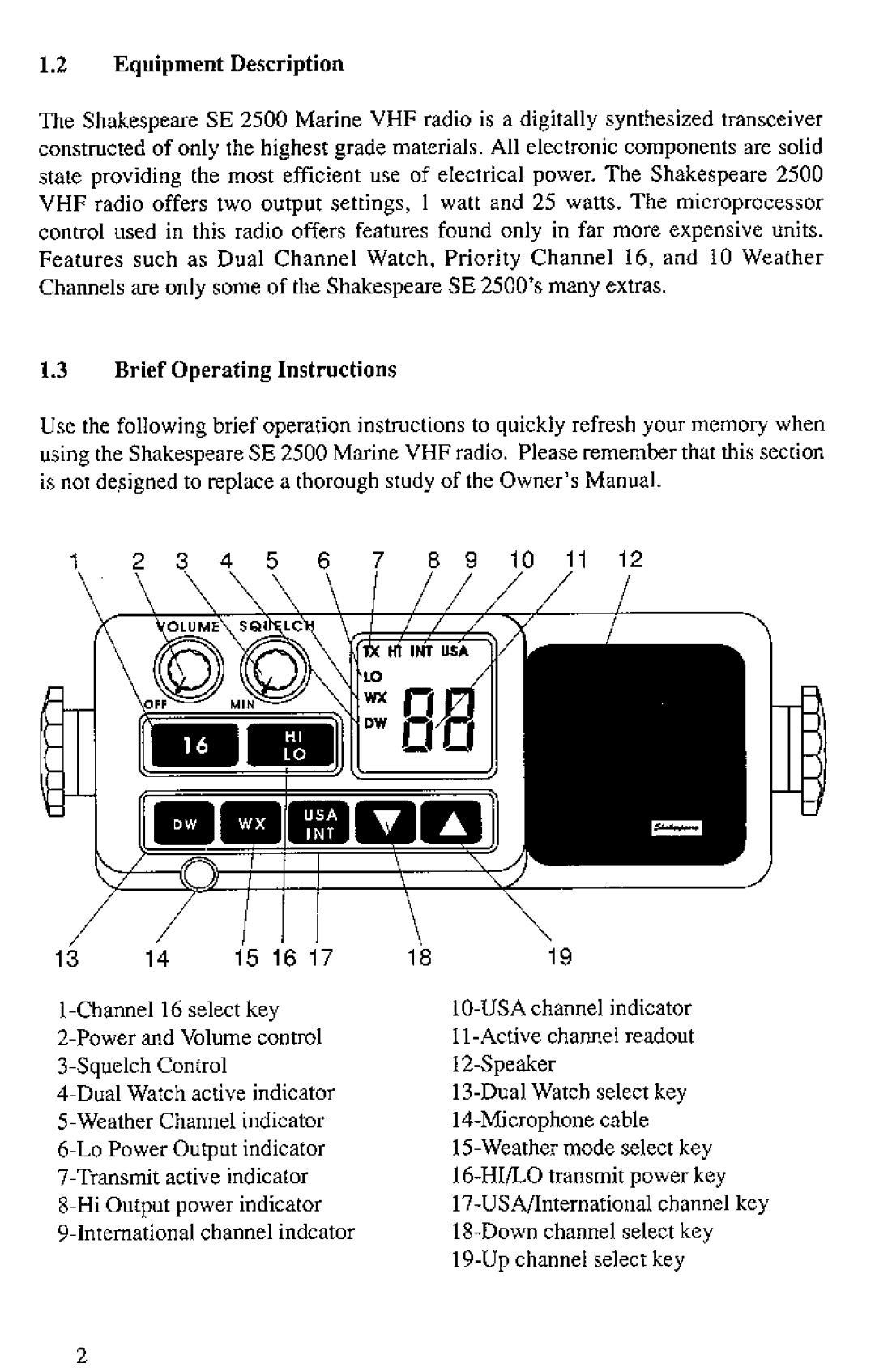 Shakespeare Electronic SE 2500/S manual 