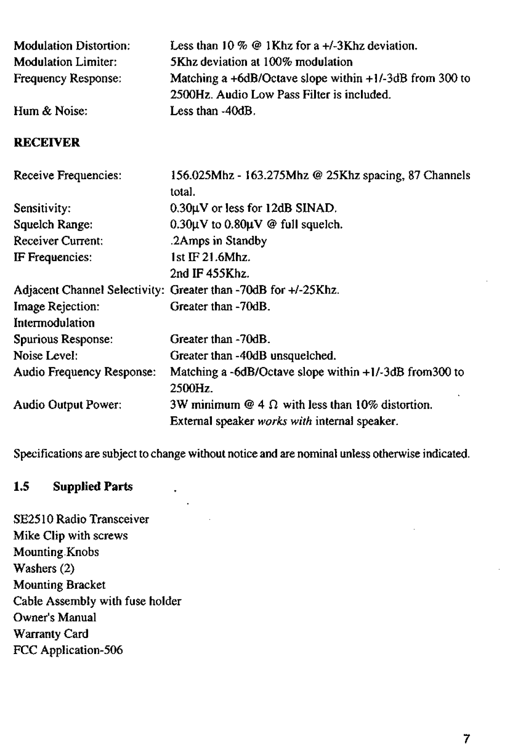 Shakespeare Electronic SE 2510 manual 