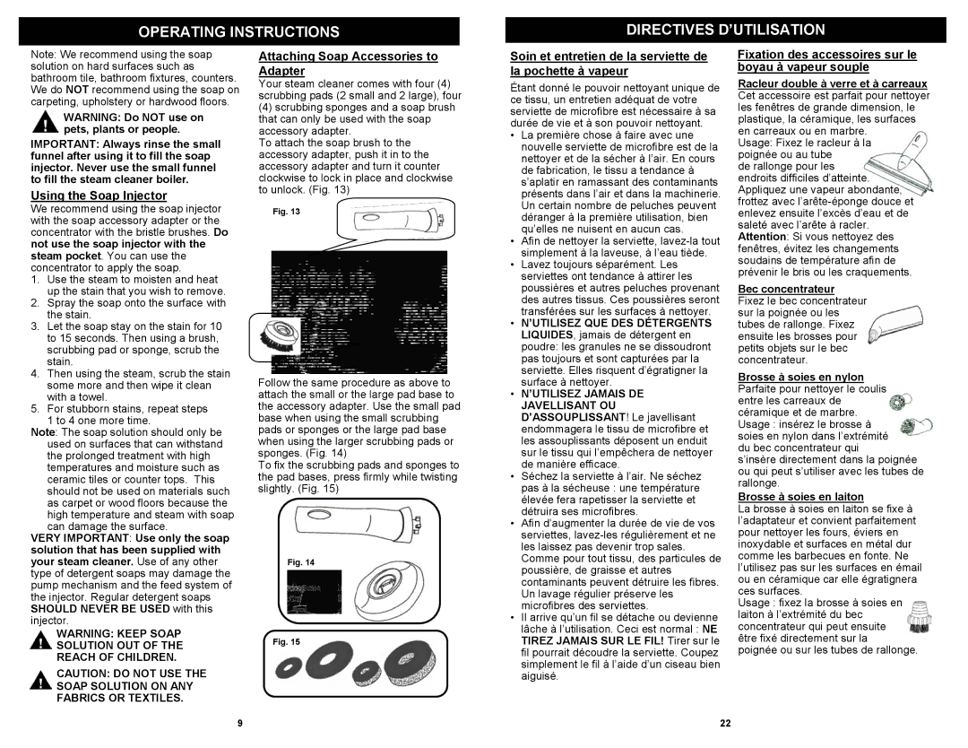 Shark EP923F owner manual Using the Soap Injector, Attaching Soap Accessories to Adapter 