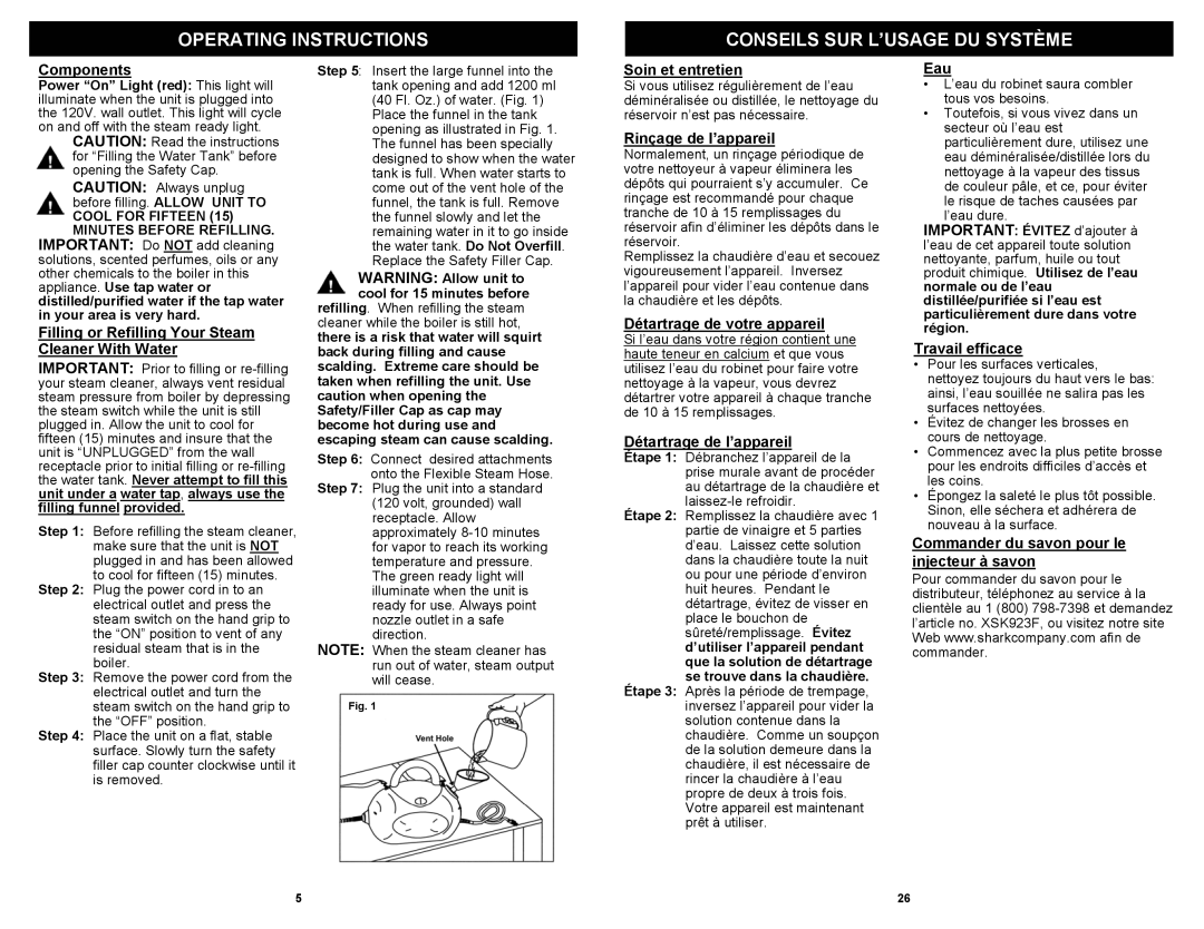 Shark EP923F owner manual Operating Instructions Conseils SUR L’USAGE DU Système 