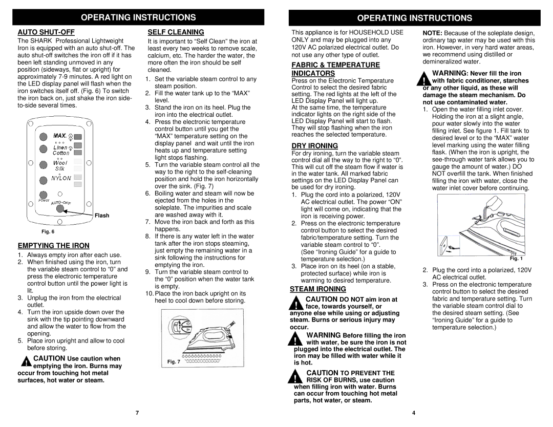 Shark GI468 Auto SHUT-OFF, Emptying the Iron, Self Cleaning, Fabric & Temperature Indicators, DRY Ironing, Steam Ironing 