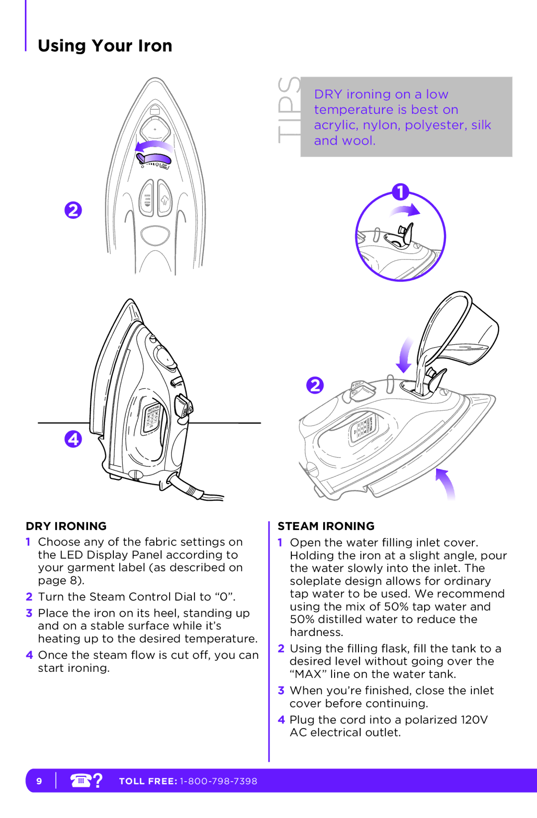 Shark GI468CN 12, GI468N 10, GI468CN 10, GI468N 12 manual DRY Ironing, Steam Ironing 