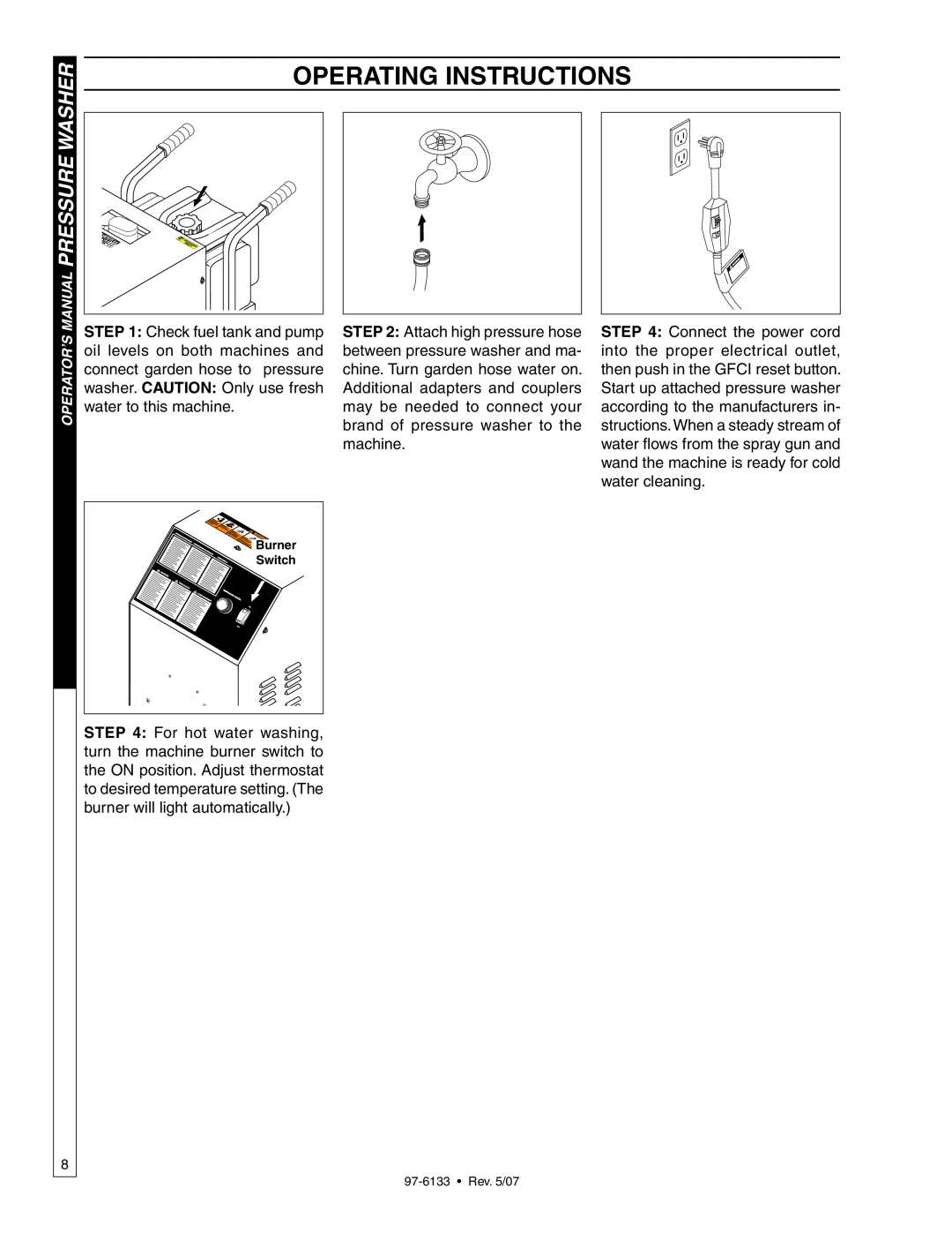 Shark HP-5030D manual Operating Instructions, Manual Pressure Washer 