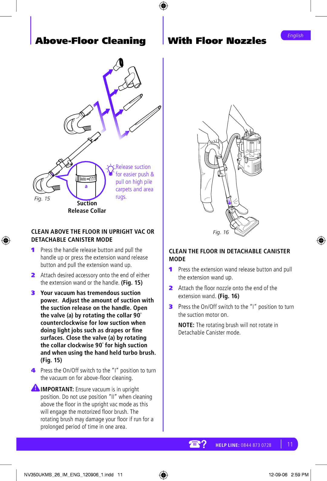 Shark NV350UKMS manual Above-Floor Cleaning, Clean the Floor in Detachable Canister Mode 