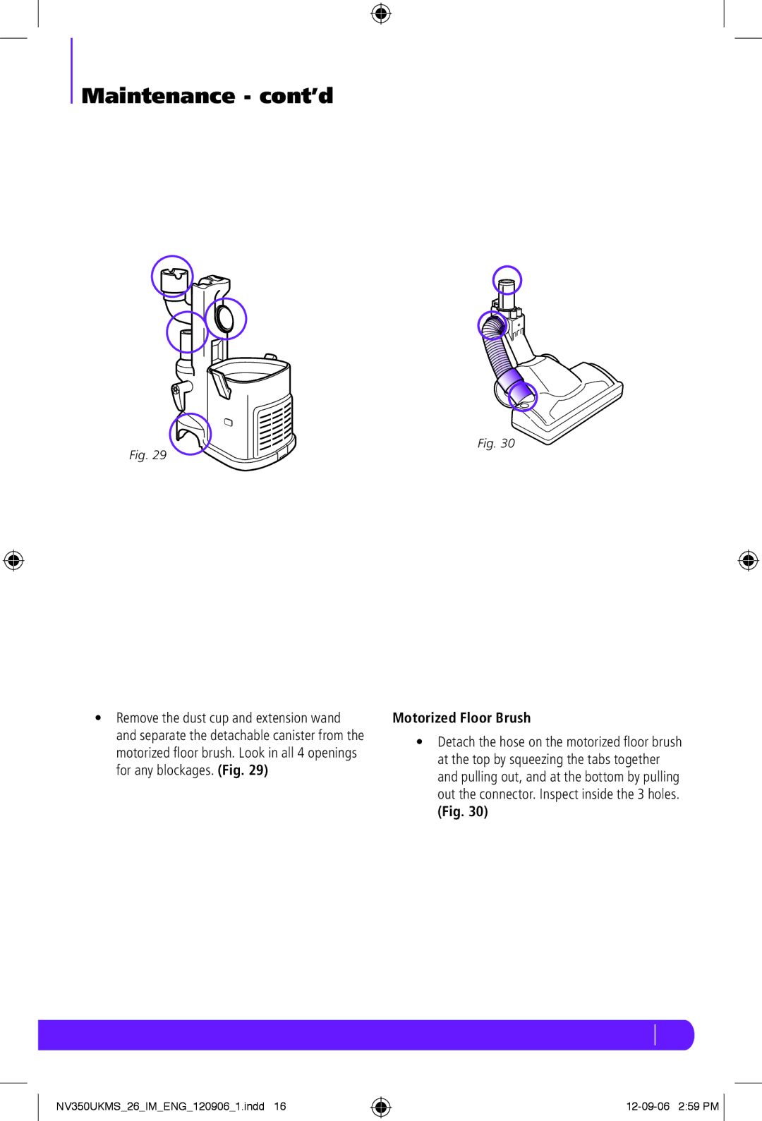 Shark NV350UKMS manual Motorized Floor Brush 