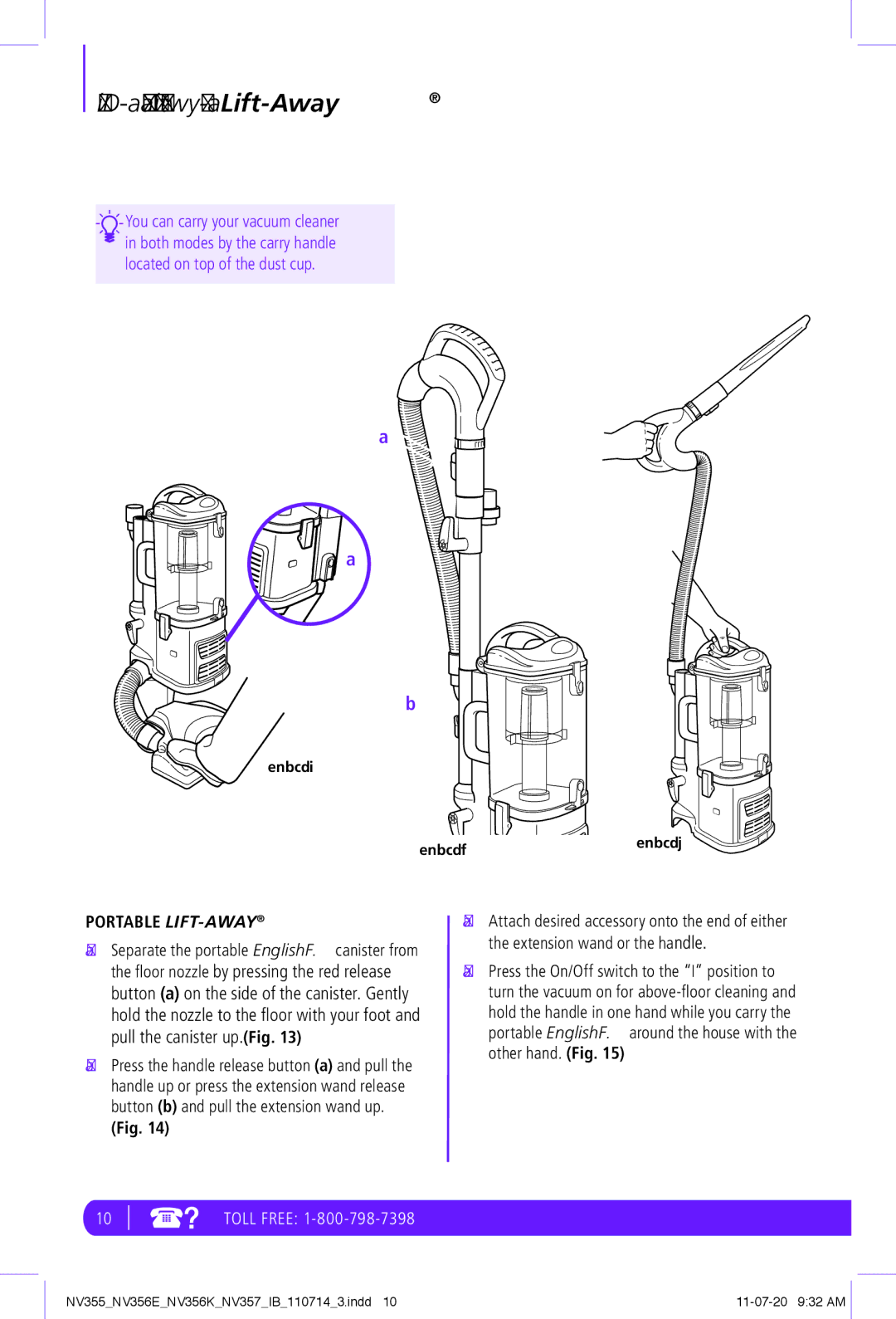 Shark NV356K, NV356E, NV355, NV357 manual Mode 2 Portable Lift-Away, Portable LIFT-AWAY 