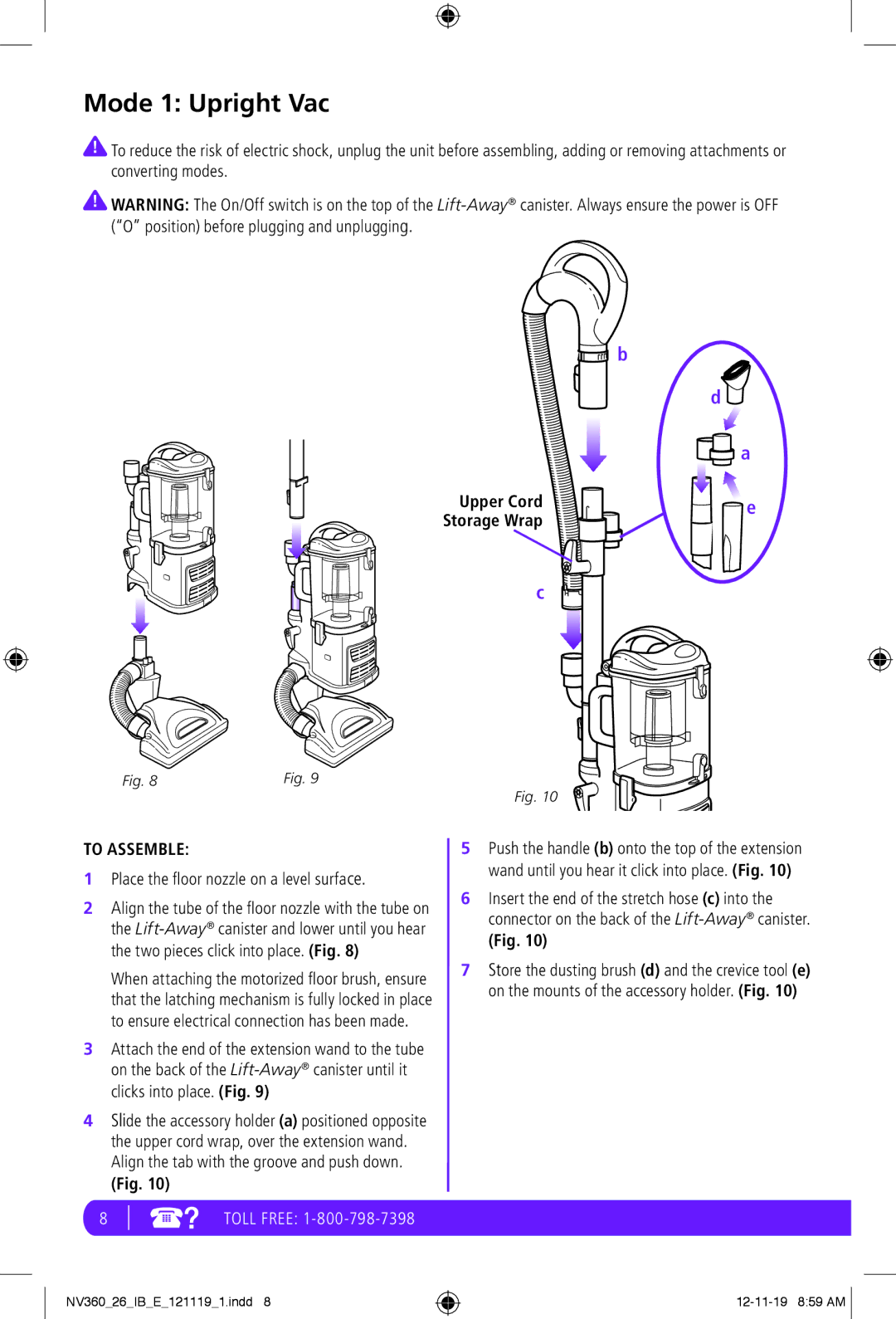 Shark NV360 manual Mode 1 Upright Vac, To Assemble 