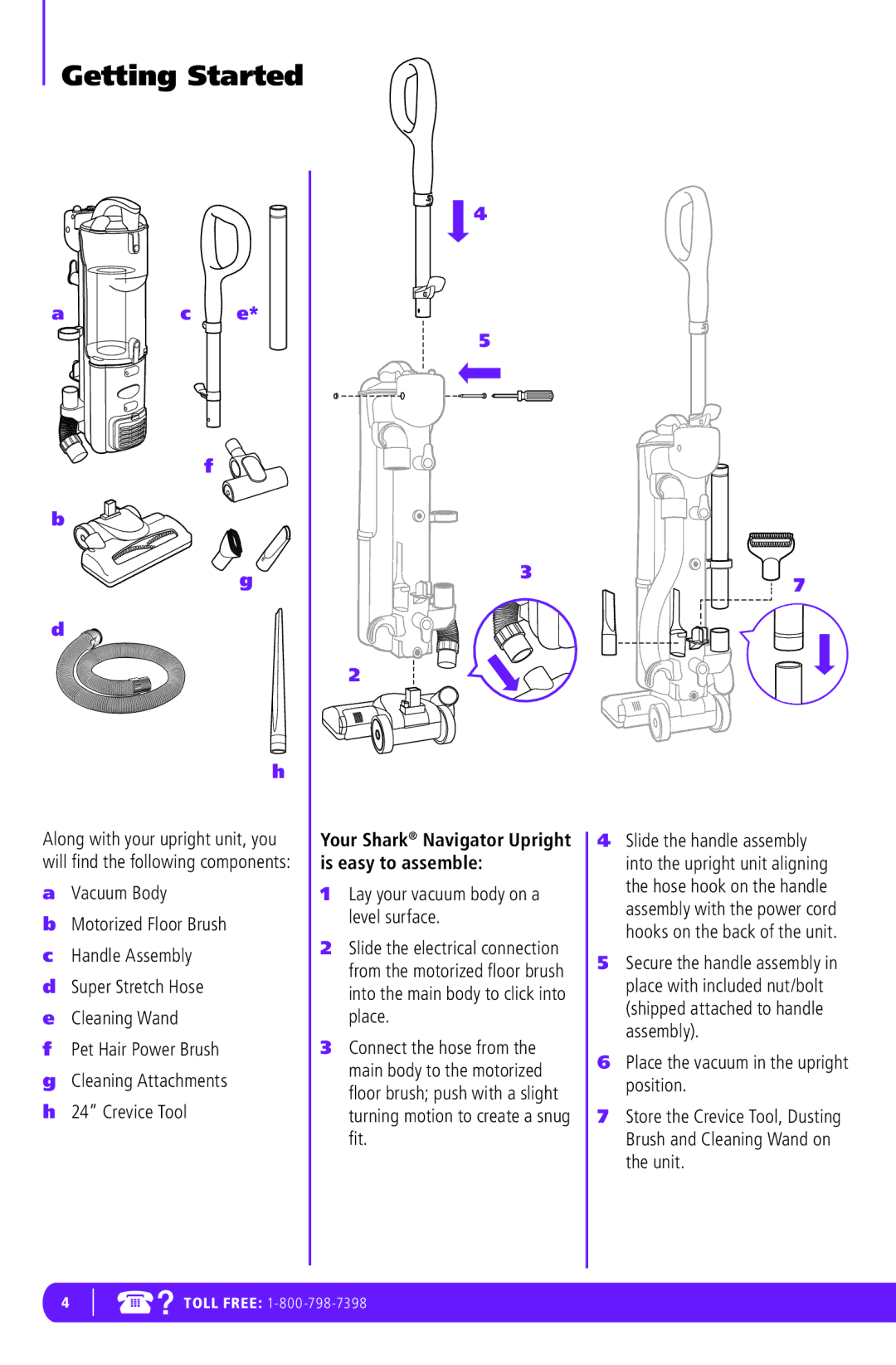 Shark NV42 manual Getting Started, Is easy to assemble 