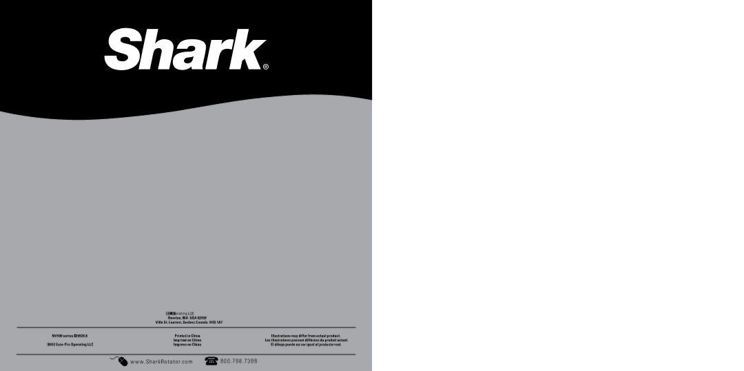 Shark NV501 manual W . S h a r k R o t a t o r. c o m, EURO-PRO Operating LLC 