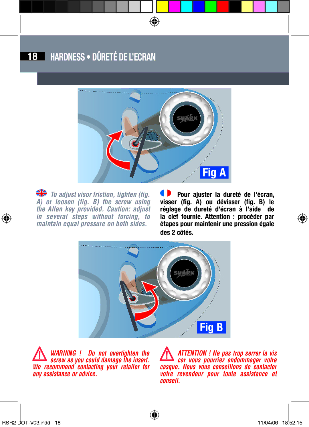 Shark RSR2 owner manual Hardness Dûreté de l’ecran, Des 2 côtés 