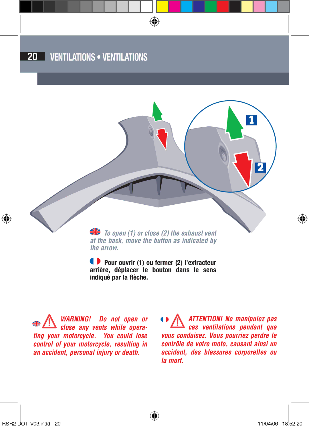 Shark RSR2 owner manual Ventilations ventilations 